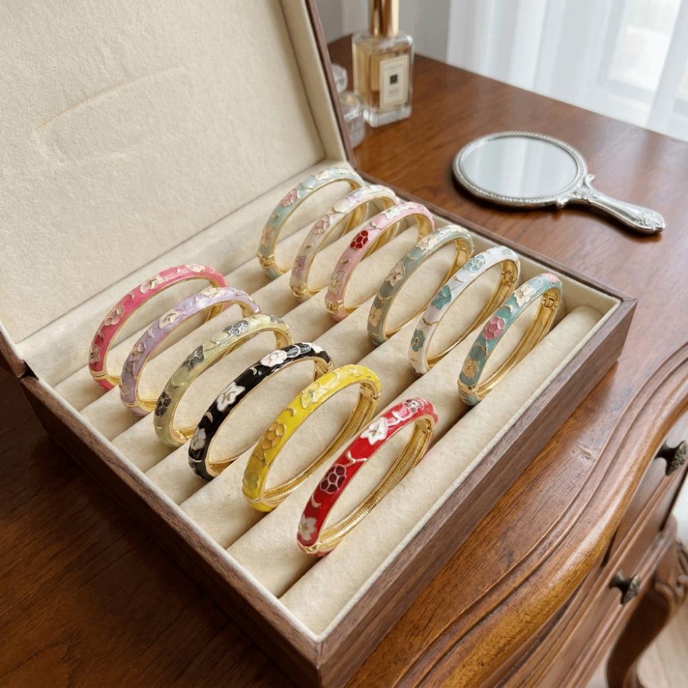 Ethnic Style Vintage Cloisonne Bangle Opening Enamel Bracelet Women's Hand Bracelet Women