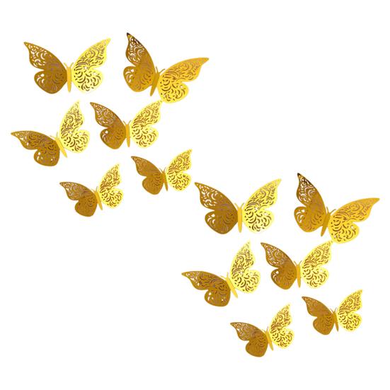 12 Pcs 3D Butterfly Wall Decals 3 Sizes Hollow Butterfly Wall Art Removable DIY Decorative Sticker for Room Office Bedroom Living Room