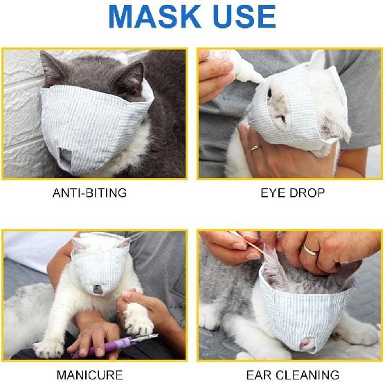 Cat Muzzle, Breathable Mouth Guard Anti Bite Anti Meow Grooming Muzzle for Nail Trimming