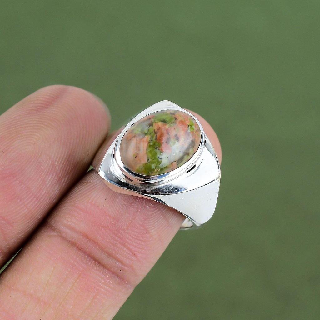 Unakite Ring 925 Sterling Silver Ring Wonderful Ring High Quality Gemstone Ring Handmade Boho Jewelry Gift For Mother Available In Ring Size