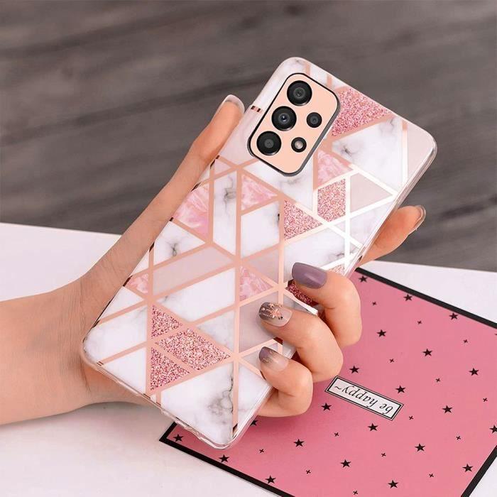Coque de protection pour Samsung Galaxy A33 5G - BOOLING - Motif Marbre Rose - Slim Souple Antichoc