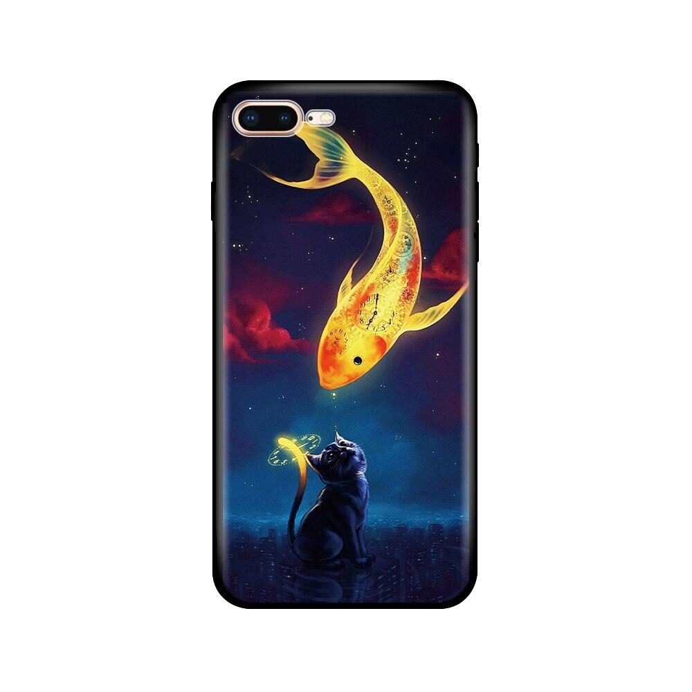 Для iPhone 7 8 Чехол силиконовый мягкий ТПУ Чехол для Apple iPhone 7 8 plus Сумка Funda coque etui bumper paiting черный ТПУ чехол