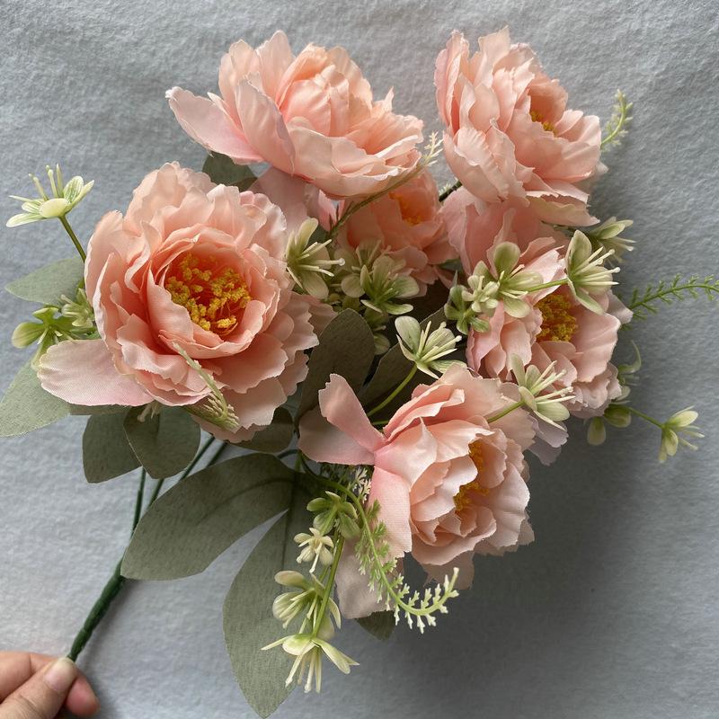 Gifts Artificial Peony Flowers 6 Heads Simulation Flower Bouquet New Peony Silk Flowers  Home Decor