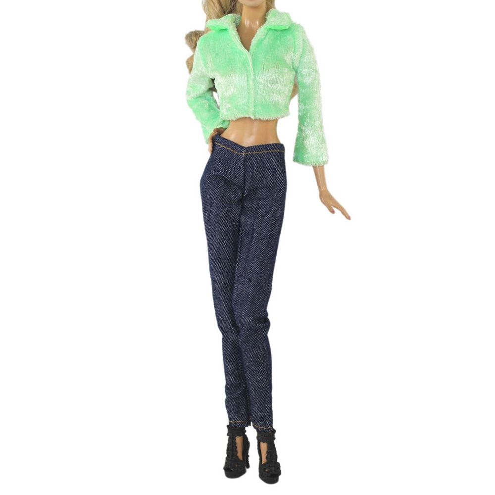 Fashion 1/6 BJD Dolls Casual Wears Floral Jeans Dolls Trousers Clothes Accessories Leather Pants