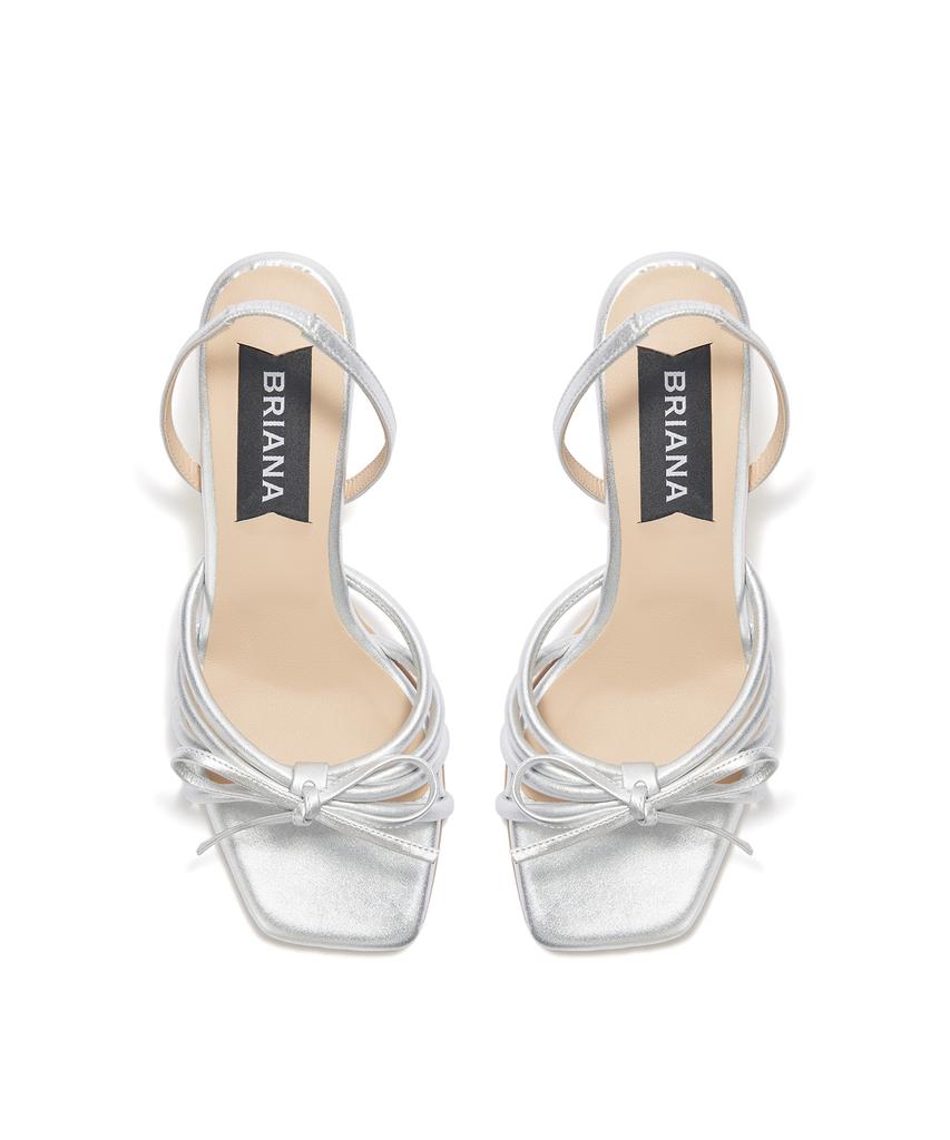 Briana Ribbon Strap Sandals [Silver]