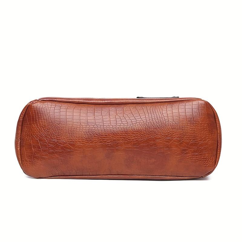 Retro Crocodile Pattern Tote Bag for Women - Fashionable and Spacious Shoulder Handbag KTY