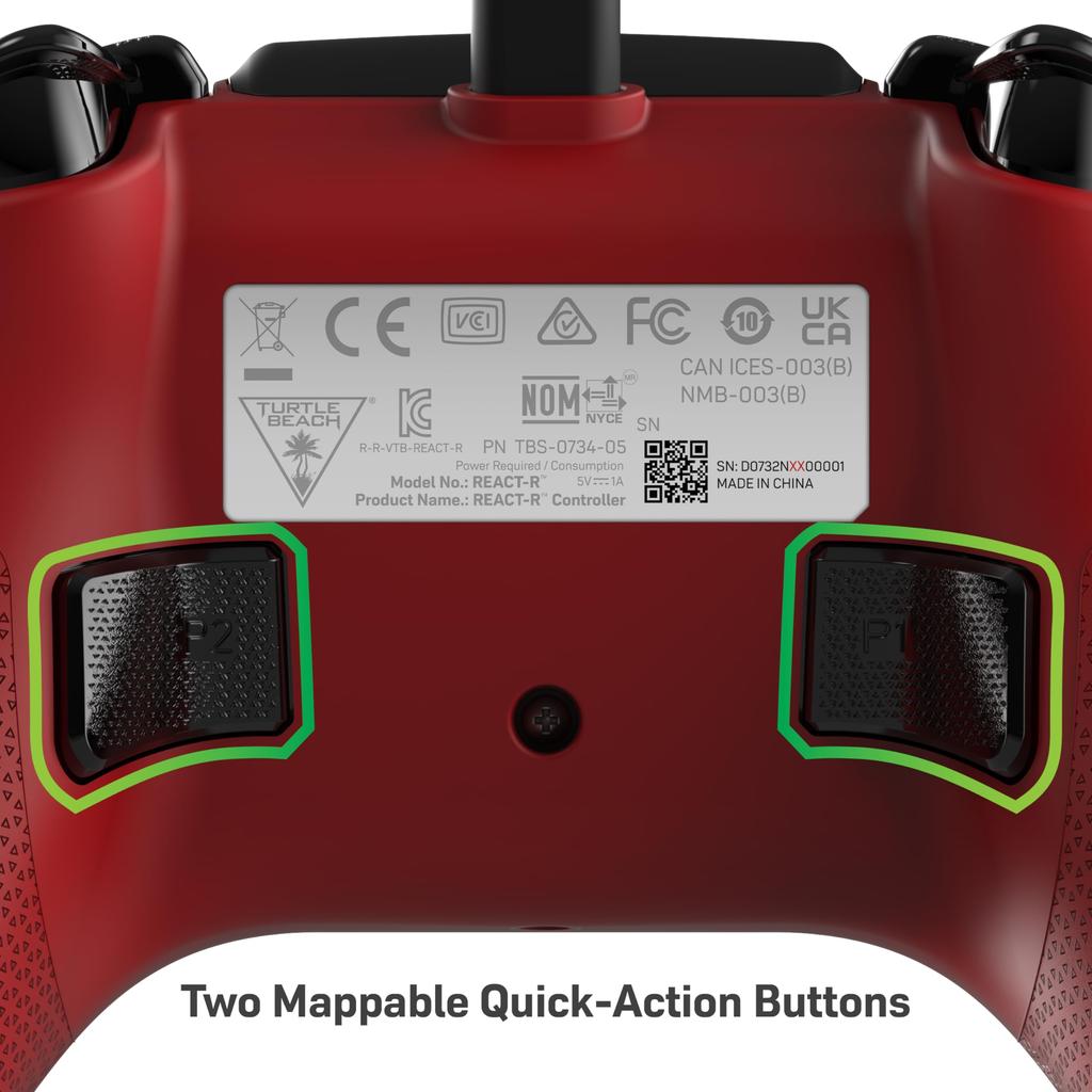 Контроллер Turtle Beach Проводной USB Xbox Steam Геймпад для ПК с Windows Кнопки «Назад» Без предустановок эквалайзера Улучшение звука шагов Красный Красный Официально React-R [Xbox