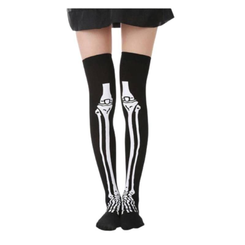 Хэнчжоу Хэллоуин Скелет Привидение Чулки до бедра Ультратонкие Дышащие Влаговпитывающие
