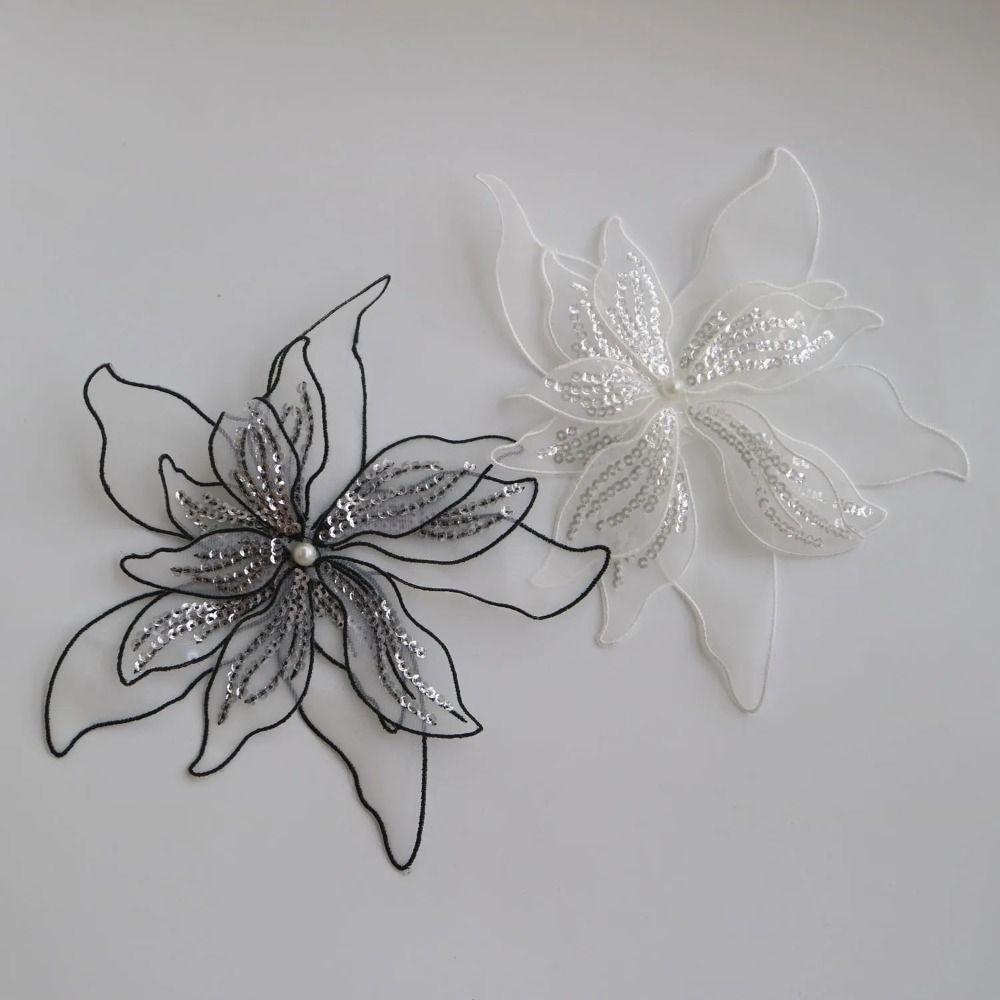 Lace Fabric Mesh Clothes Patches 20cm Flower Cloth Sticker New DIY Flower Embroidery Patches