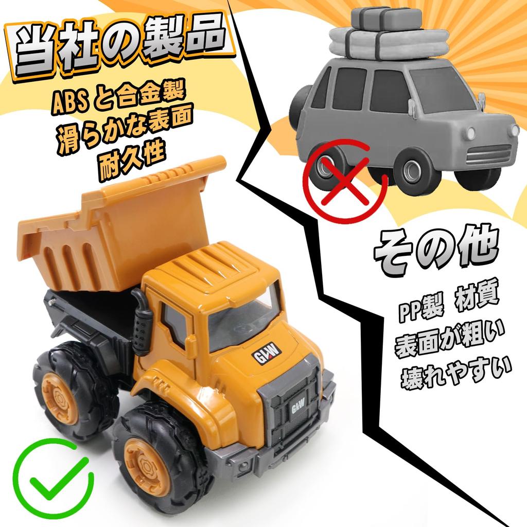 Construction Vehicle Toy Alloy Mini Car Set of 3 with Movable Parts Dump Truck Excavator Mixer Truck Working Vehicle Work Vehicle Boys Indoor Play