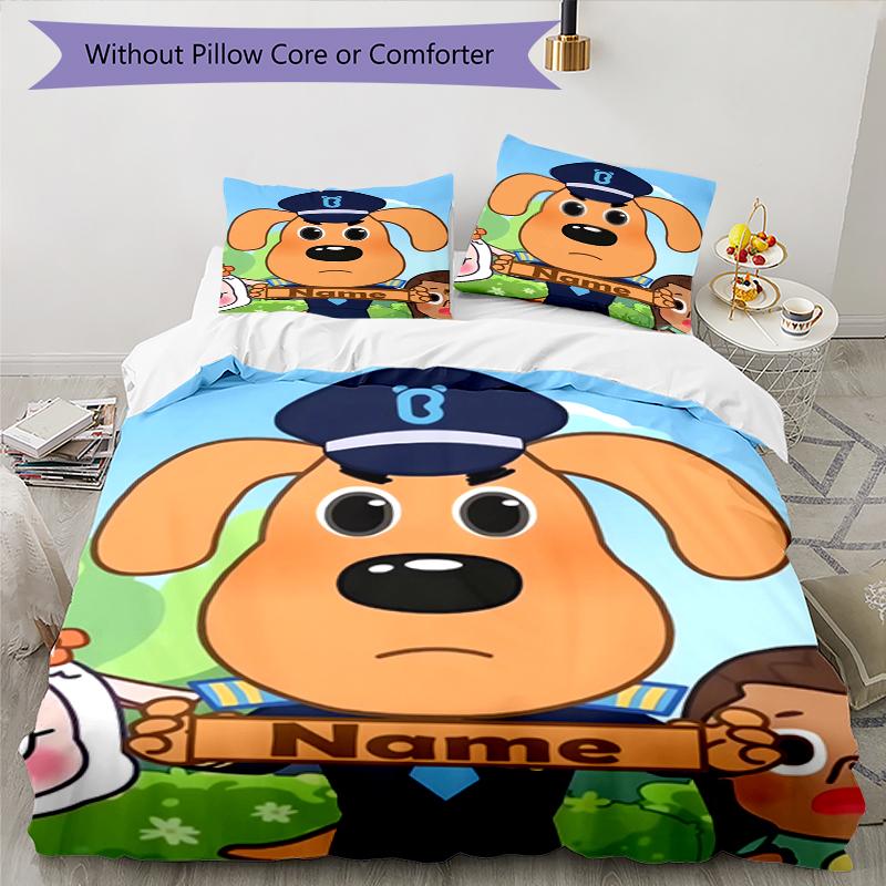 3pcs Custom Name Sheriff Labrador Bedding Set Duvet Cover Closure Includes 1 Duvet Cover & 2 Pillowcases, Soft and Comfortable for All Seasons.