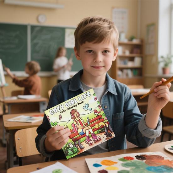 Книжка-раскраска «Мяу Жизнь» Моменты Счастливого Кота Иллюстрации Односторонние Страницы Милые Кошачьи Сцены Книжка-раскраска для Любителей Кошек И Подростков