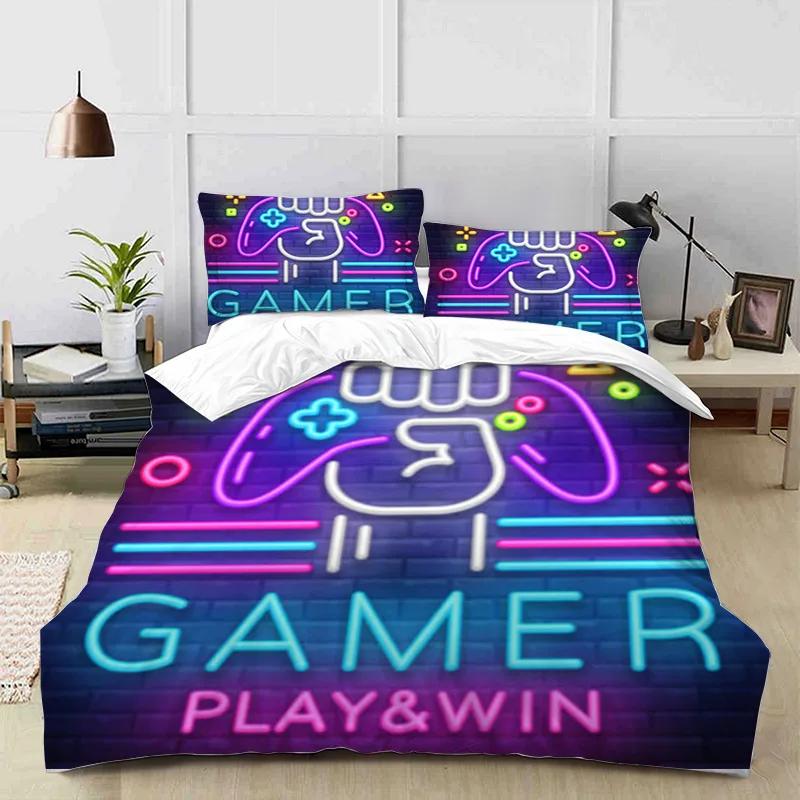 Gamepad Controller Bedroom Bedding Sets For Boys Teen Gaming Duvet Cover Set Twin Size,Play Video Games Comforter Cover Bed Set