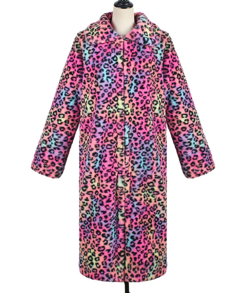 Пальто из искусственного меха с леопардовым принтом, женская одежда, модная пушистая куртка с лацканами, женский пиджак с длинным рукавом, воротник из искусственного меха, женское плюшевое пальто, уличная одежда