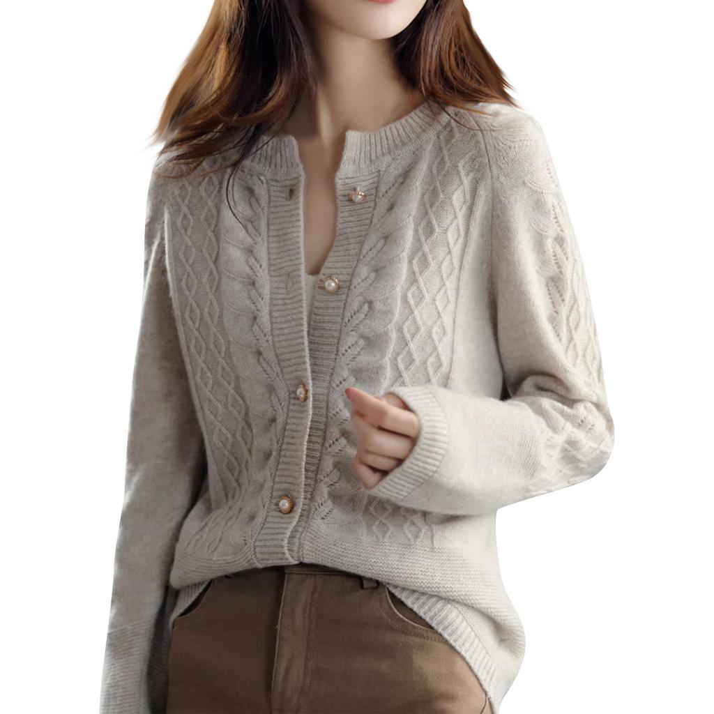 Женский свитер-пуловер с длинными рукавами и круглой горловиной, облегающий по фигуре