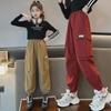 2023 Girls' Loose Workwear Casual Pants: Medium & Large Children's Spring/Autumn Sports Trousers