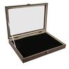 Pin Display Case Large Black PU Leather Dustproof Glass Widely Used Coin Display Case for Jewelry