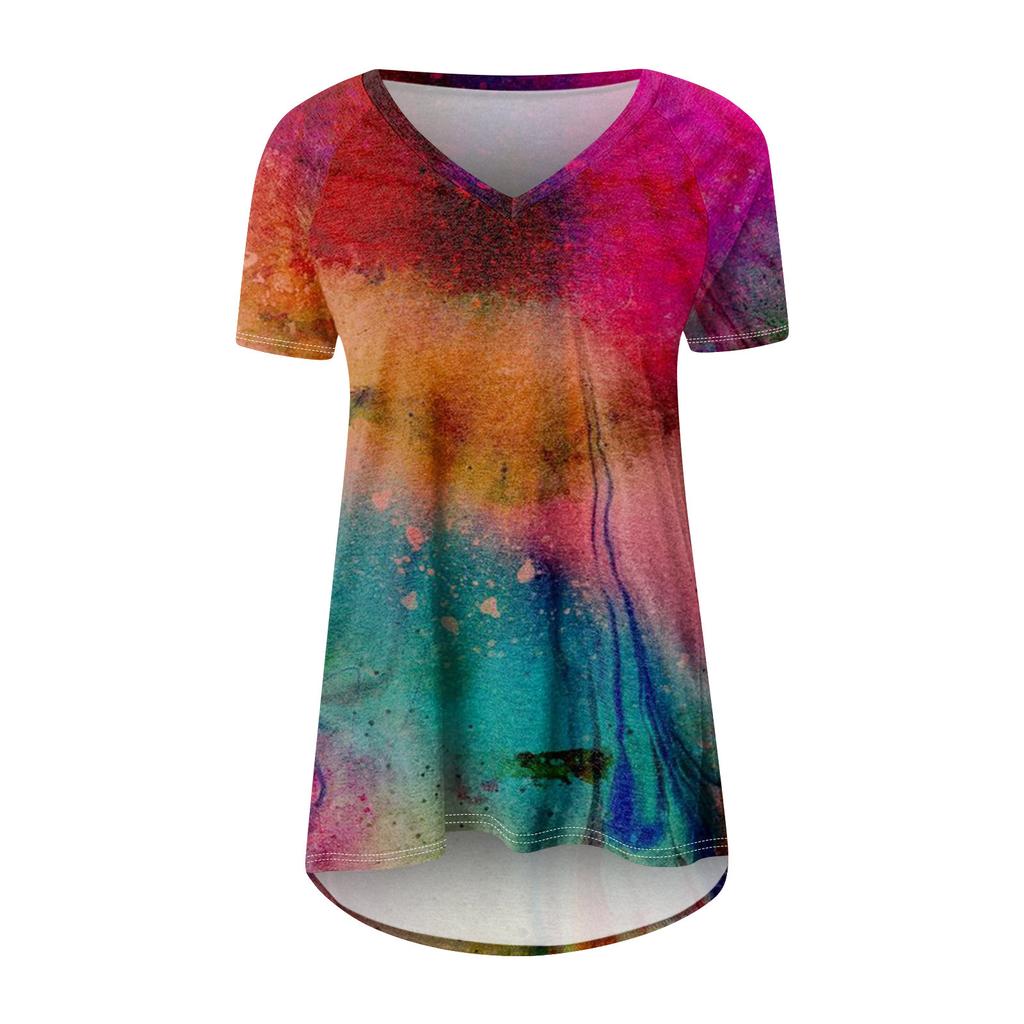 Женские плиссированные свободные топы с короткими рукавами Плюс размер Повседневные топы с V-образным вырезом и короткими рукавами Повседневные летние футболки Женские топы Футболки Рубашки