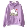 Peach Cat Goma Mochi Cartoon Print Hoodie Kawaii Cartoon Women's Clothing Femme Korean Style Sweatshirt Harajuku Hoody  Female