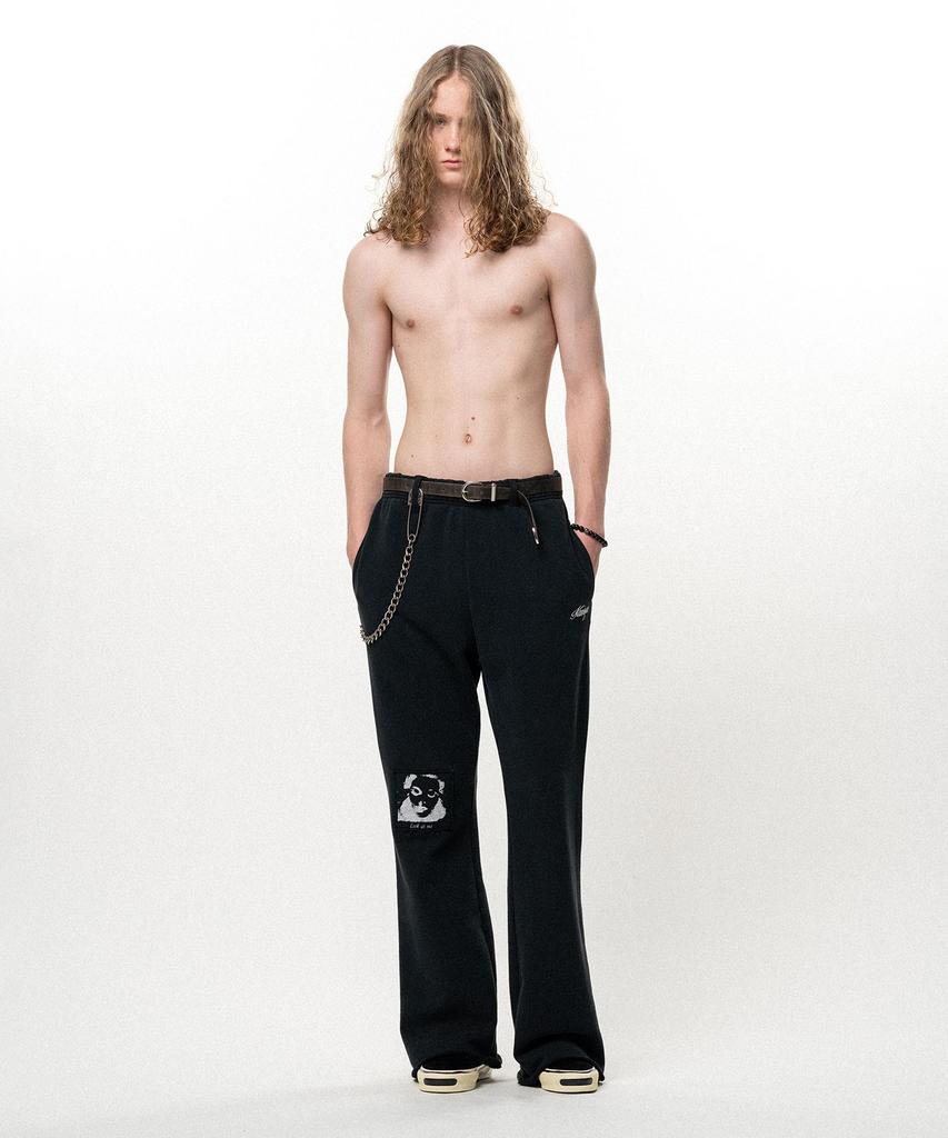 KAMIYA Girl Patch Bootcut Sweat Pants - Black