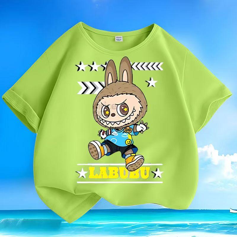 Взрывная кукла LABUBU 3D-печать Детская футболка для мальчиков и девочек Летний крутой топ Подарок для детей