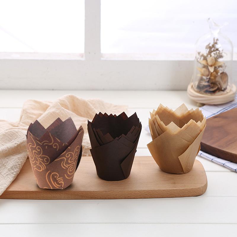 Бумажный формочек для кексов, формочек для выпечки, для свадебных вечеринок, кексов-тюльпанов, бумажных стаканчиков для кексов, маслостойких оберток для тортов
