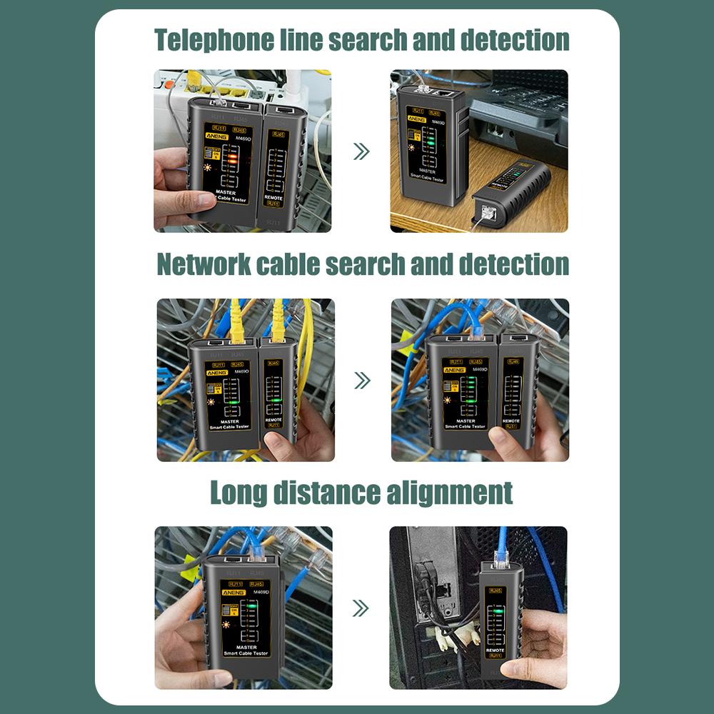 ANENG M469D Тестер сетевого кабеля Прибор для сопряжения телефонных линий RJ11 RJ45 со светодиодом