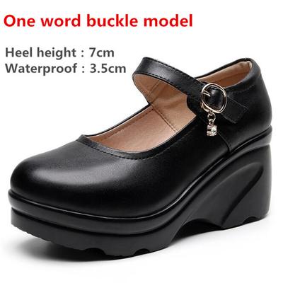 Женская обувь из натуральной кожи, повседневная обувь на танкетке, с круглым носком и неглубоким вырезом, удобная женская обувь, женская обувь на платформе и высоком каблуке 32-42