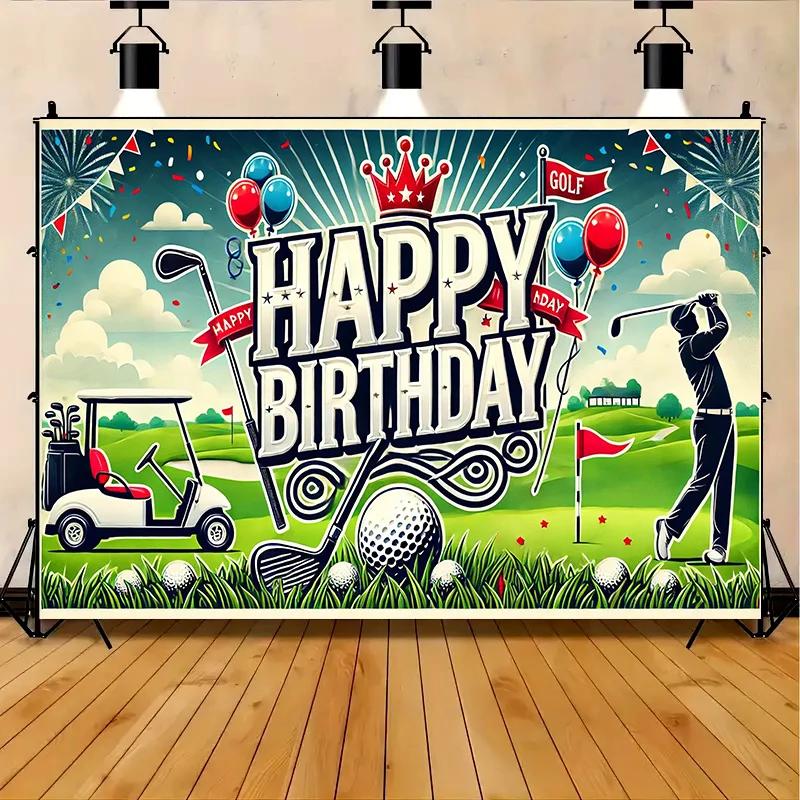 One option: A birthday celebration golf-themed party, made of polyester fiber.XY