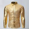 Однобортная облегающая сценическая рубашка с длинными рукавами и лацканами, Мужская рубашка с блестящими пайетками, рубашка для сценического шоу, уличная одежда