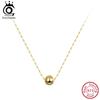 ORSA JEWELS Серебряный кулон-шарик S925 Ожерелье-подвеска для женщин Минималистичная круглая бусина Цепочка на ключицы Ювелирное изделие APN55