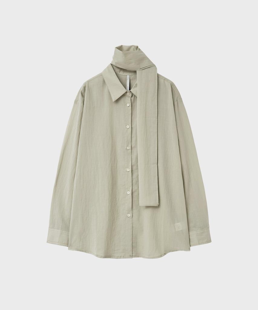 NOIRER FOR WOMAN Pale Scarf Loose Fit Shirt (Pale Mint)