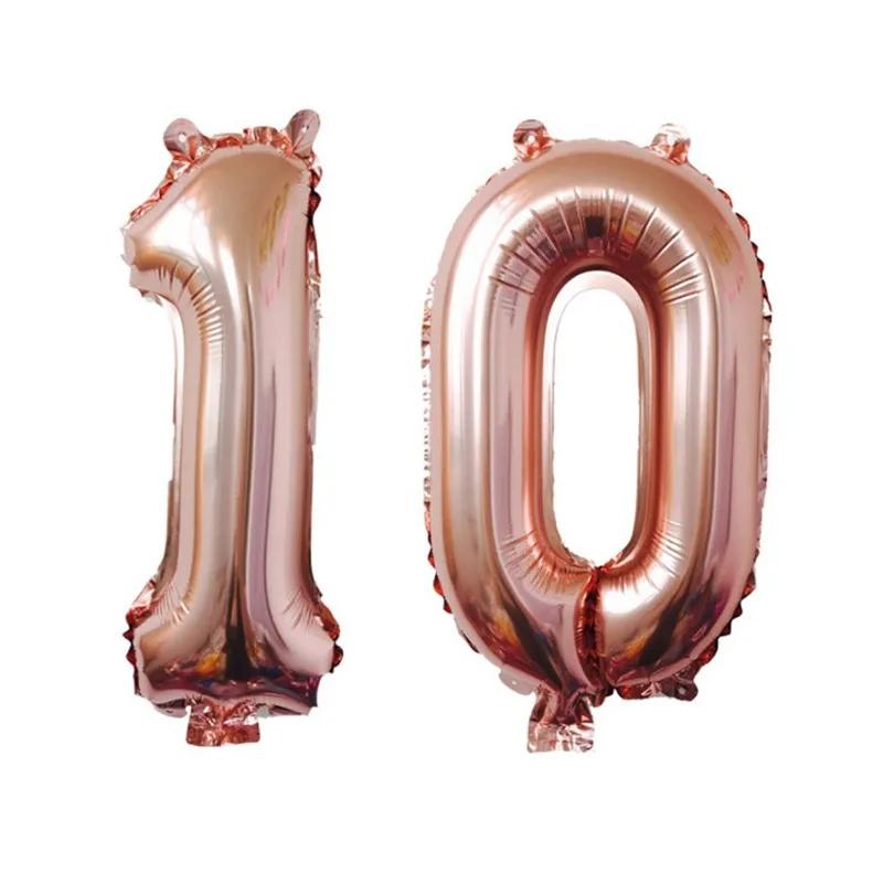 32-дюймовые золотые и серебряные шары-цифры 10 20 30 40 50 60 70 80 90 лет для детского и взрослого дня рождения, юбилея, вечеринки