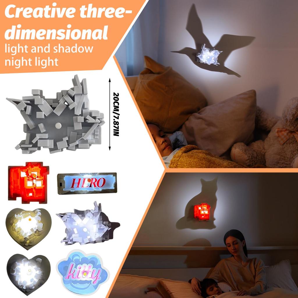 Креативный 3D Свет и Тень Ночник Атмосферный Свет Декоративный Настенный Светильник Интерактивный Свет и Тень