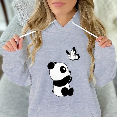 Женская/Мужская толстовка с капюшоном Panda Kawaii Cartoon Panda Butterfly Print Мужская/Женская модная Забавная повседневная толстовка с капюшоном