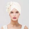 Женский платок на голову шляпа искусственный жемчуг цветочный декор тюрбан шляпа однотонный эластичный подходит по размеру повязка на голову шапочка для сна
