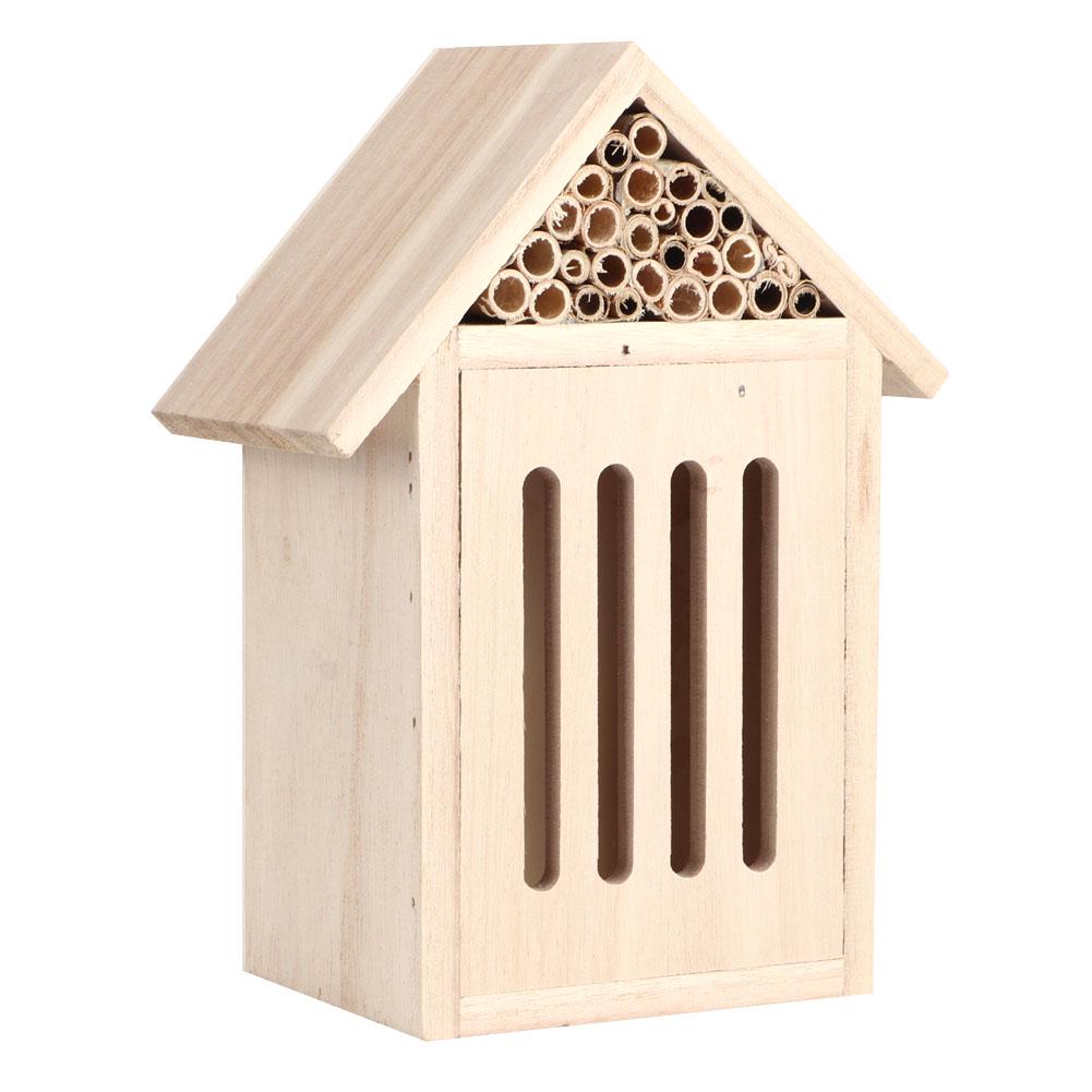 Garden Outdoor Wooden Insect Bee House Wood Bug Room Shelter Nesting Box Decoration