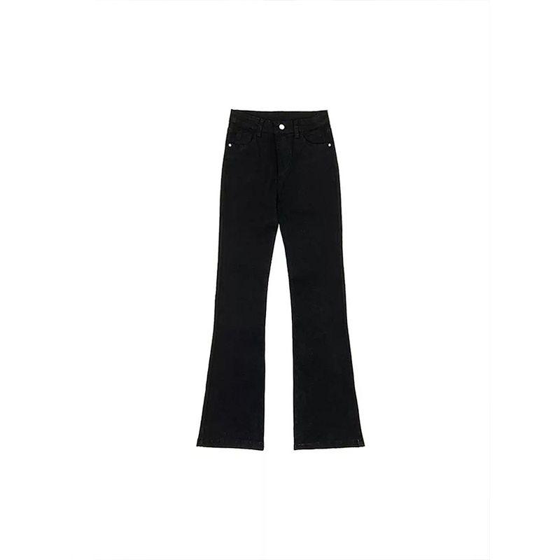 Black Tencel Skinny Denim Women's Summer Thin Fat Sister mm Slim Looking High Waist Elastic Ice Silk Flared Pants