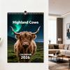 Highland Cow Calendar 2026 Jan 2026 - Dec 2026 12 Month Planner Scottish Wall Art Decor for Home Office