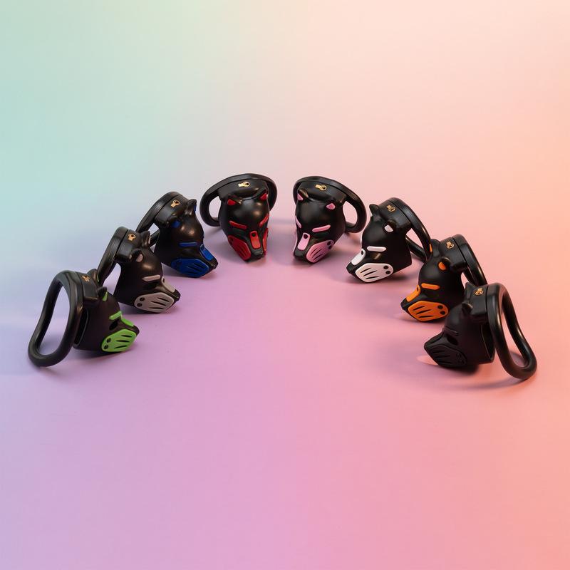 Puppy Head Small Plastic Cock Cage 4 Ring 6 Ring Locking Male Chastity Cage for Pet Play