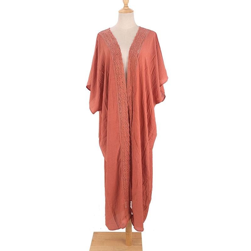 Kimono Cardigan Women Solid Lace Plus Size Casual Pareo for The Beach Outfits Summer Cover Ups for Swimwear