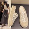 Summer New Flat Heel Lace Mesh Half Slippers Small Fragrant Style Fashion Lazy Fisherman Shoes Without Heel Lazy Shoes Tide