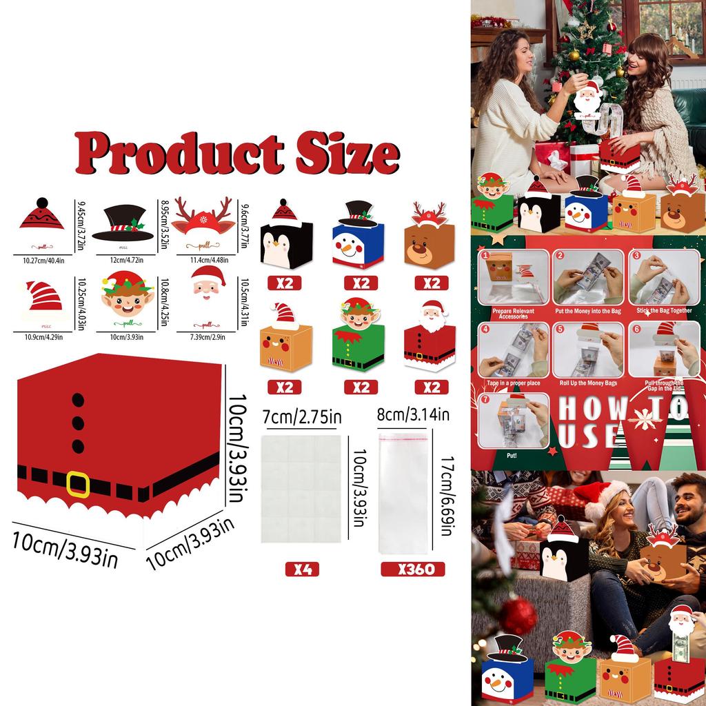 Рождественские конверты для денежных подарков из прочного ПЭТ-материала для праздничных сюрпризов