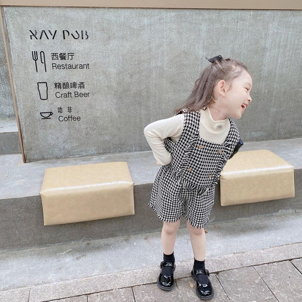 Детские костюмы для девочек, клетчатый жилет, топы с шортами, осенне-зимний повседневный костюм, школьная форма, детская одежда