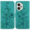 For Honor 400 5G (Global) Stand Case Lily Flower Imprint Leather Phone Cover with Wrist Strap