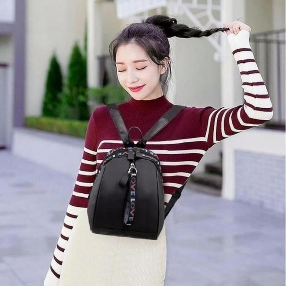 1 Pcs Double Back School Bag Ladies Backpack Fashion All-match Oxford Cloth Backpack Color Webbing Solid Color