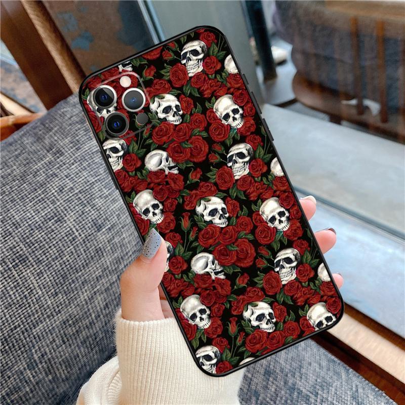Готический Модный Чехол для Телефона с Черепом для iPhone 11 12 13 14 15 16 Pro Max 12 13 Mini X XR XS MAX 14 Plus Чехол