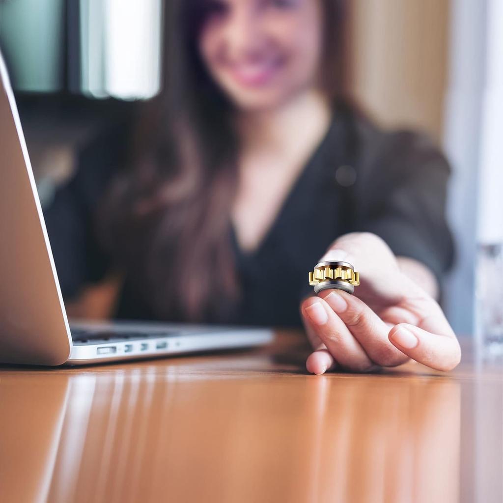 Copper Gear Metal Spinner Toy Small Fidget Toy Solid Metal Brass Gear Mini Steel Bearing for Adults Copper Gear Design Boredom Killing Time Toys