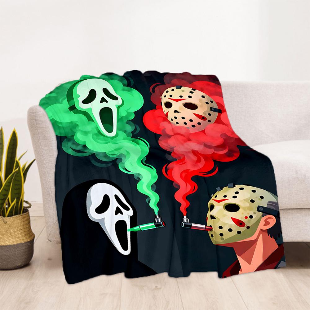 1 шт. Плед Scream Jason для улицы, легкий фланелевый, мягкий и теплый, для использования в любое время года, для дивана, улицы, кемпинга, гостиной, офиса, стула