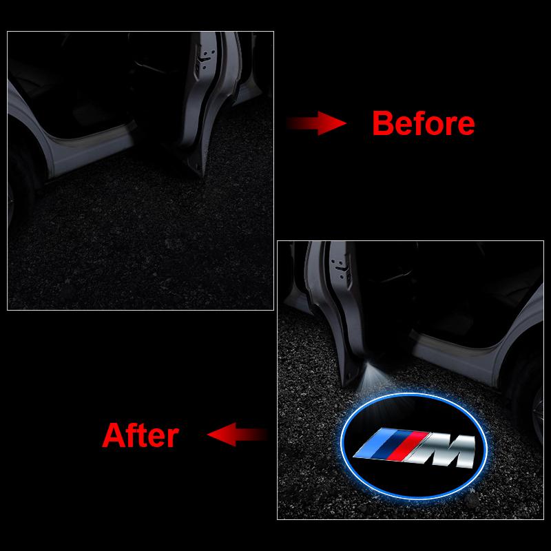 2 шт. Эмблема двери автомобиля Подсветка Светодиодная лампа приветствия Беспроводной лазерный проектор Для BMW M E34 E36 E60 E90 E46 E39 E70 F10 F20 F30 X5 X6 X1 M3 M5 M6 E71 F01 F02